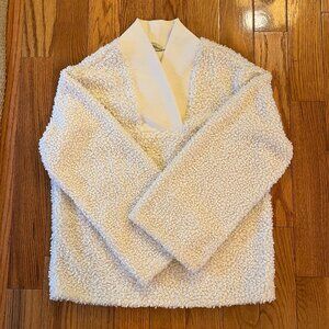 Zara Ivory Fuzzy Teddy Fleece Pullover Sweater, Size Small